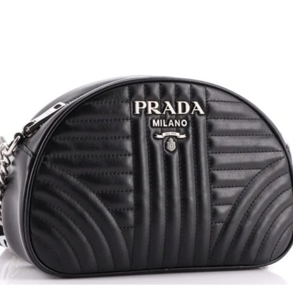 Prada Dome Crossbody Bag Diagramme Quilted Leather Small 8 " W x 6" H x 2.5 D. - Picture 1 of 4